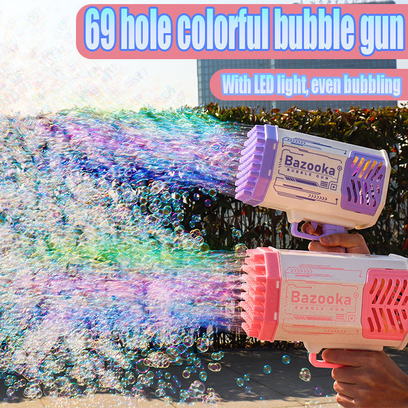 Bubble Blower Gun Rocket, Luncher Bubble Maker Machine with Colorful Lights Bluster
