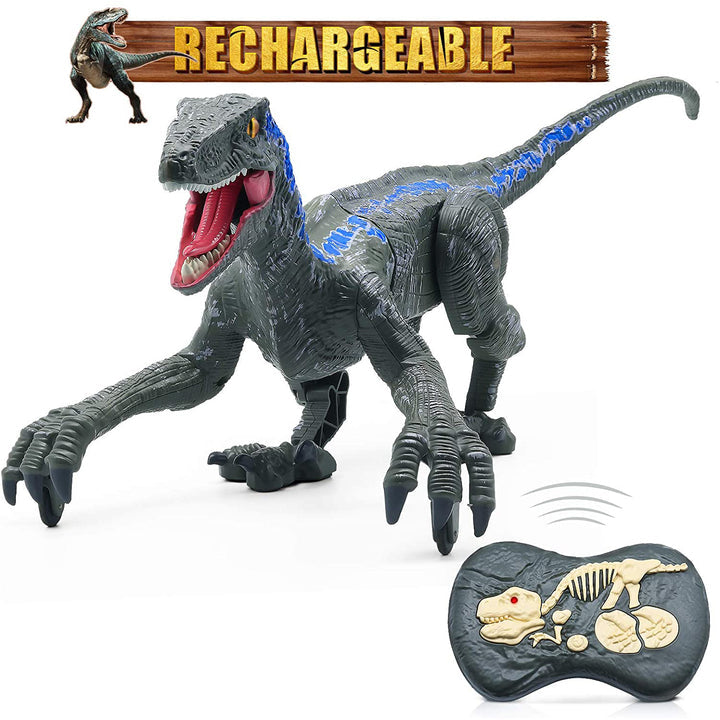 Remote Control Dinosaur, Robot Dinosaur Toys, Jurassic World Walking Velociraptor Rc Toy gift for 4+ year old boy