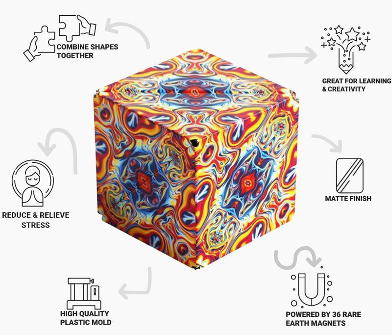 Changeable Magnetic Magic Cube, Anti Stress 3D Office Hand Flip Puzzle Stress Reliever Autism Collection Toys for Kid