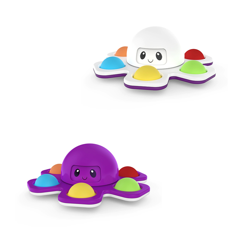 Spinner Face Changing Octopus Emotional Faces Dimple Spinner, White and Purple