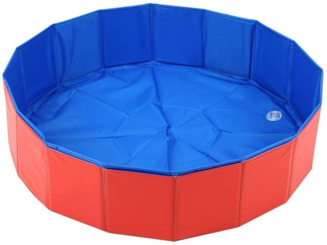 Dog & kids Swimming Pool, Foldable Large Doggy Swimming Pools, Blue & Red Bath Pool