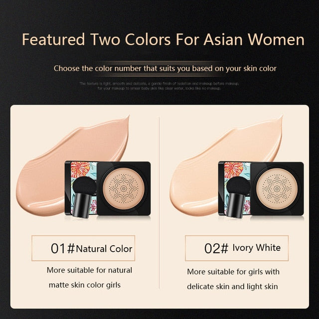 Popular Waterproof Cream Foundation Mushroom Head CC Cream makiage Concealer Whitening Makeup, Natural and Ivory Make up color
