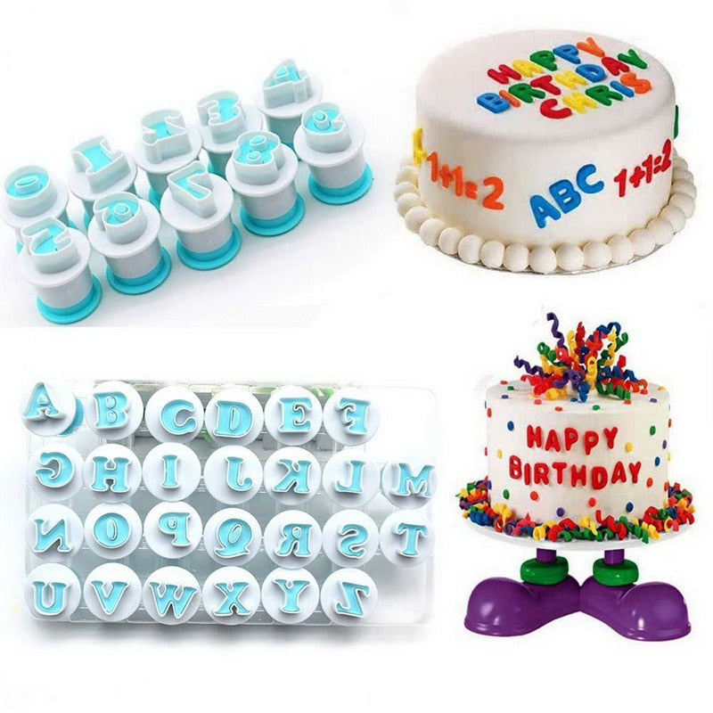Diy Fondant Cake Decoration Alphabet Letters & Numbers With Plunger. For Halloween, Birthday, Weeding Decorating.
