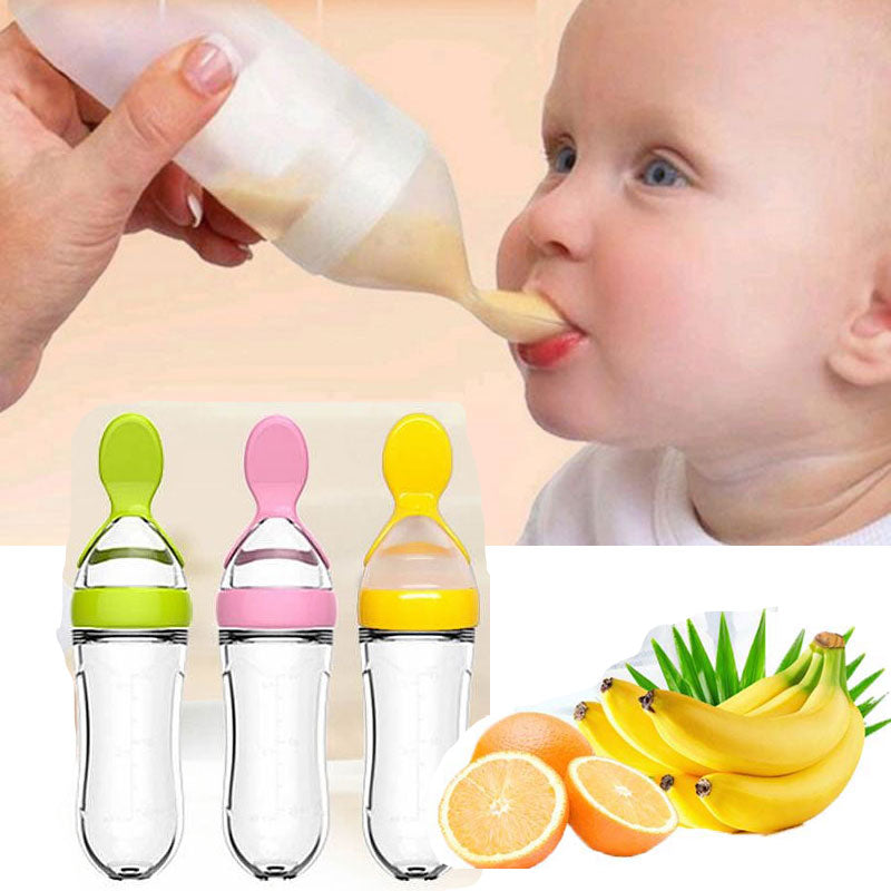 Baby Dispensing Bottle Spoon Feeder -Best Toddler Infant weaning cereal food squeezer