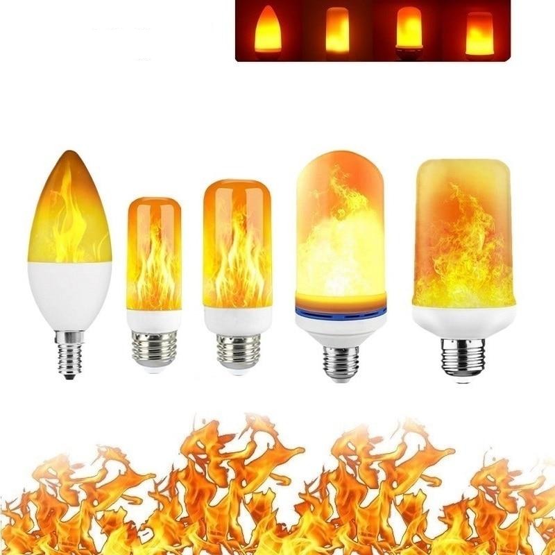 Led Flame Light Bulb With Gravity Sensor, Dynamic Flame Effect Fire Light Bulb E27 E26 E14 E12 LED Corn Bulb lamp