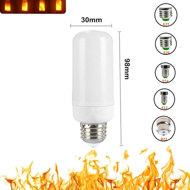 Led Flame Light Bulb With Gravity Sensor, Dynamic Flame Effect Fire Light Bulb E27 E26 E14 E12 LED Corn Bulb lamp