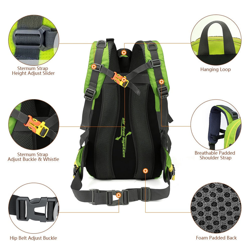 Outdoor Waterproof Backpack 40L, Dry Climbing Bag For Camping, Hiking Kayaking- For Women & Men