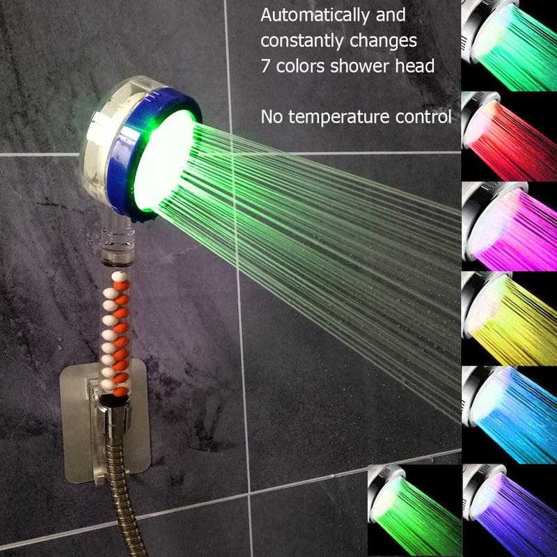 LED High Pressure Shower Head, powerful rgb color changing disco rainfall shower head, alcachofa de la ducha