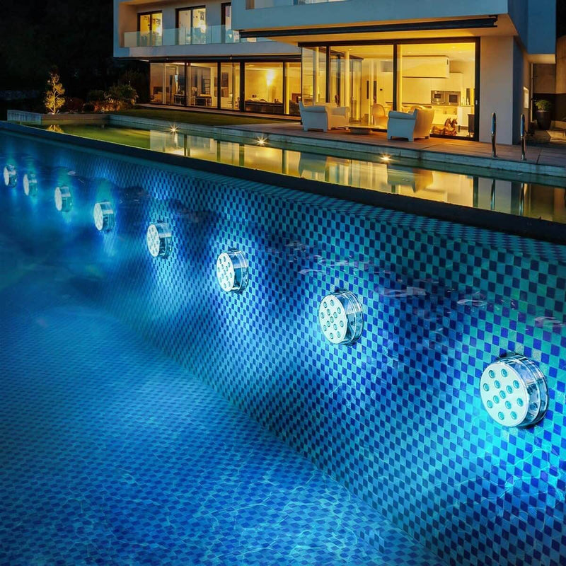 Submersible LED Pool Lights, Color Changing RGB Lamps, Battery Powered Underwater Above ground Side