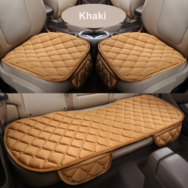 Car Seat Cover Front Rear Flocking Cloth Cushion Non Slide Winter Auto Protector Mat Pad Keep Warm Universal Fit Truck Suv Van