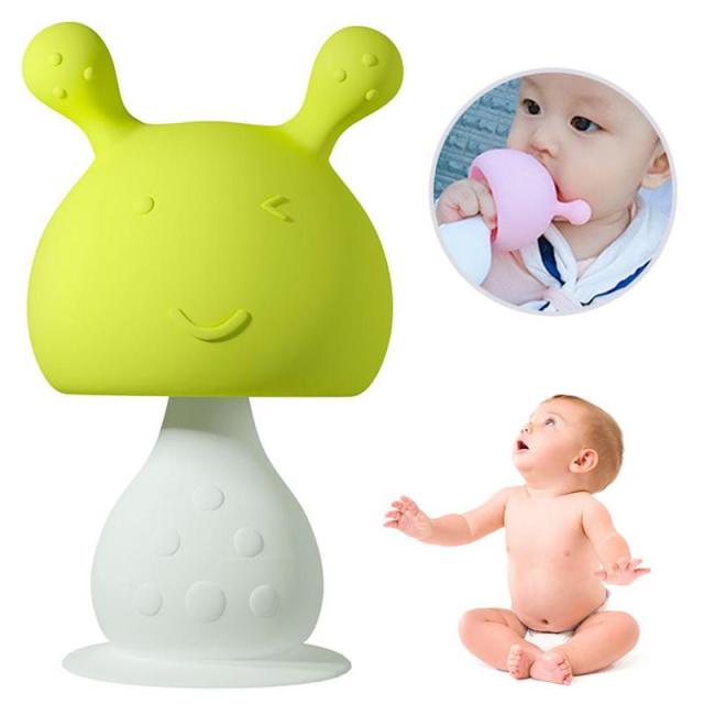 Silicone Baby Mushroom Teether Toy Baby Rattle Toy Molar Toy Soft Safety Molar Gums Toy