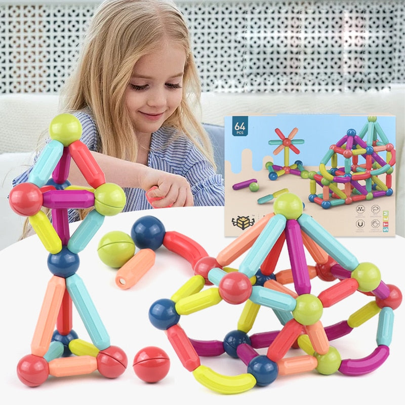 Big Size DIY Magnetic Toys Gift, Stick Building Blocks, Children Set Kids Magnets Bricks, Educational Balls & Rods