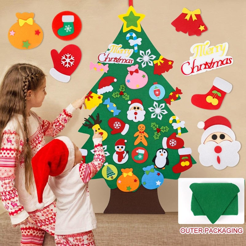 Diy Kid Felt Christmas Tree - Best Gift for Children Door Wall Hanging Decoration Kid Xmas