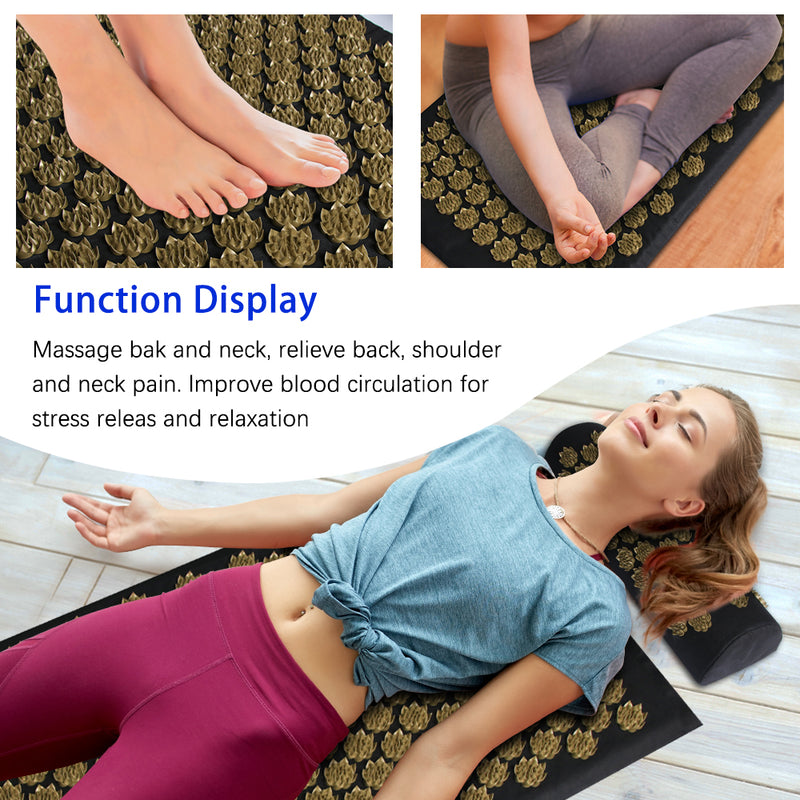 Acupressure Yoga Mat & Pillow Set Massage Body Mat
