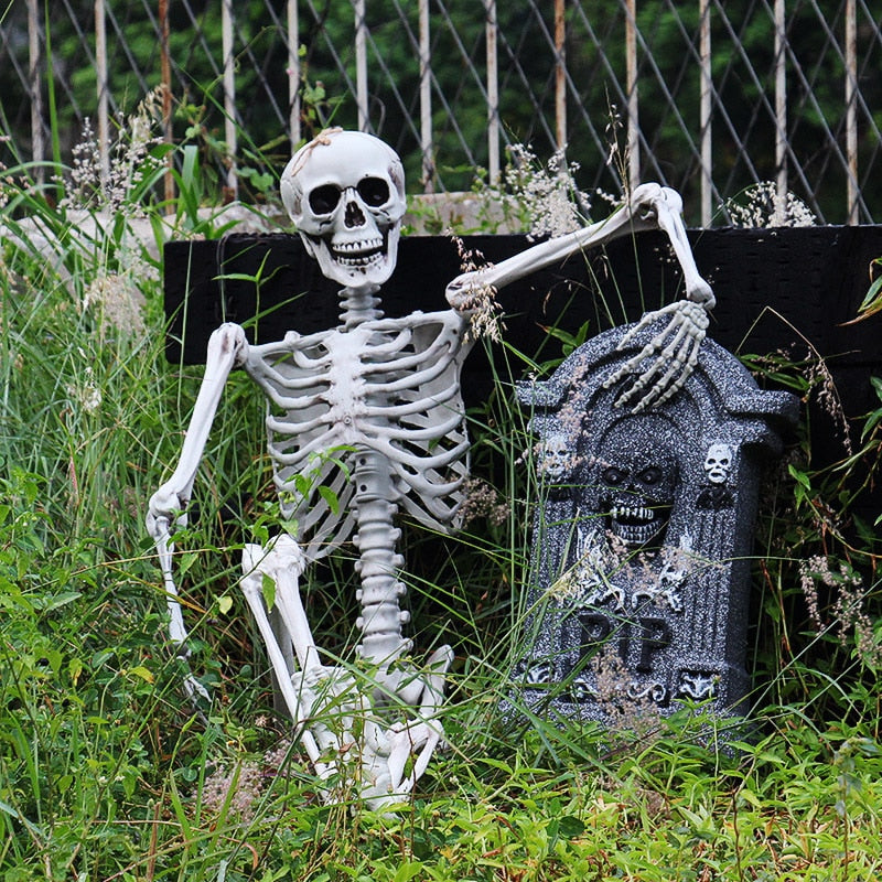Halloween Prop 5Ft Skeleton Full Size Giant Decoration Skeleton Skull Hand Lifelike Fake Human Body Poseable Anatomy Model Party
