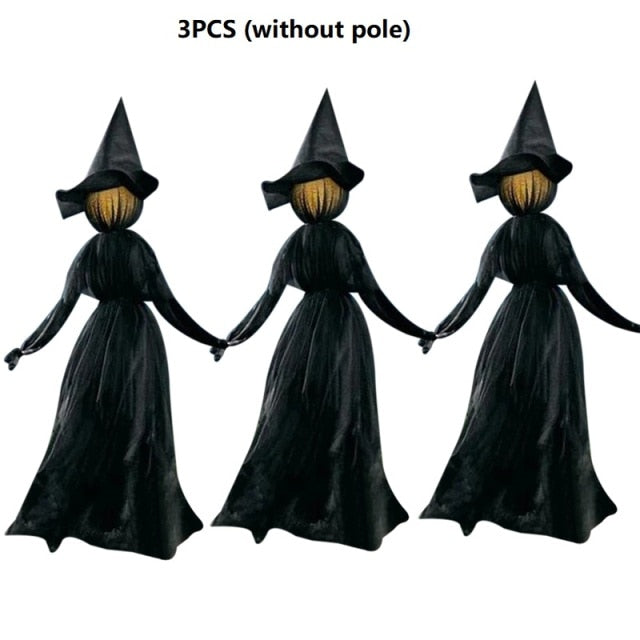 Halloween Witch Decorations - Lighted Halloween Witch Stake For Halloween Decoration - Holding Hands Witches Set of One Set of Three