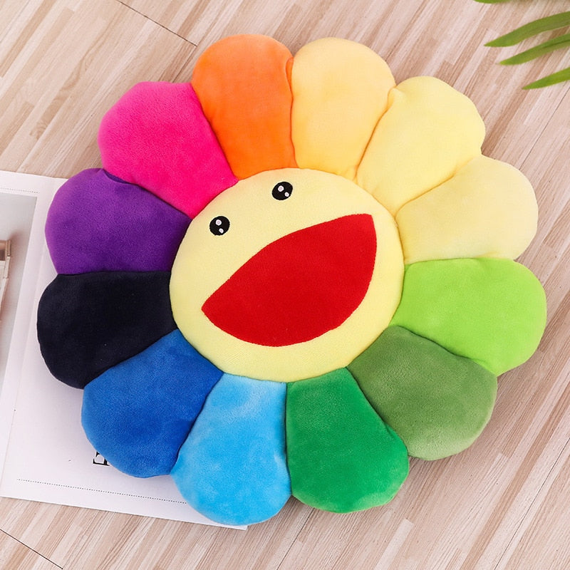 Flower Pillow & Sun Floor Plush Cushion Smile Sunflower Murakami Plush Toy Stuffed