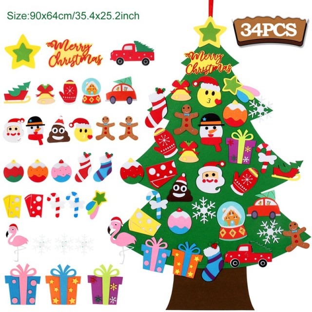 Diy Kid Felt Christmas Tree - Best Gift for Children Door Wall Hanging Decoration Kid Xmas