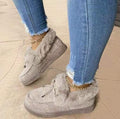Women Snow Warm Fur Platform Faux Slip-On Loafer Boots, Girls Work Shoes