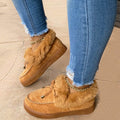Women Snow Warm Fur Platform Faux Slip-On Loafer Boots, Girls Work Shoes