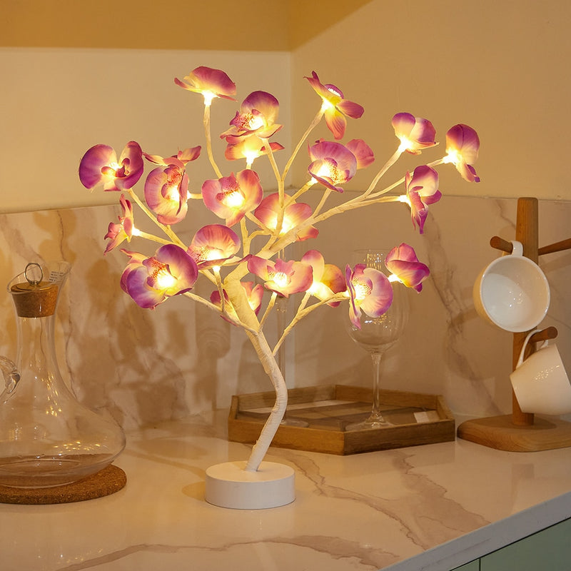 Led Orchid Everly Original Tree Lights Black, LED Orchid Rose Flower Tree Light Fairy Bonsai Table LED Night Light