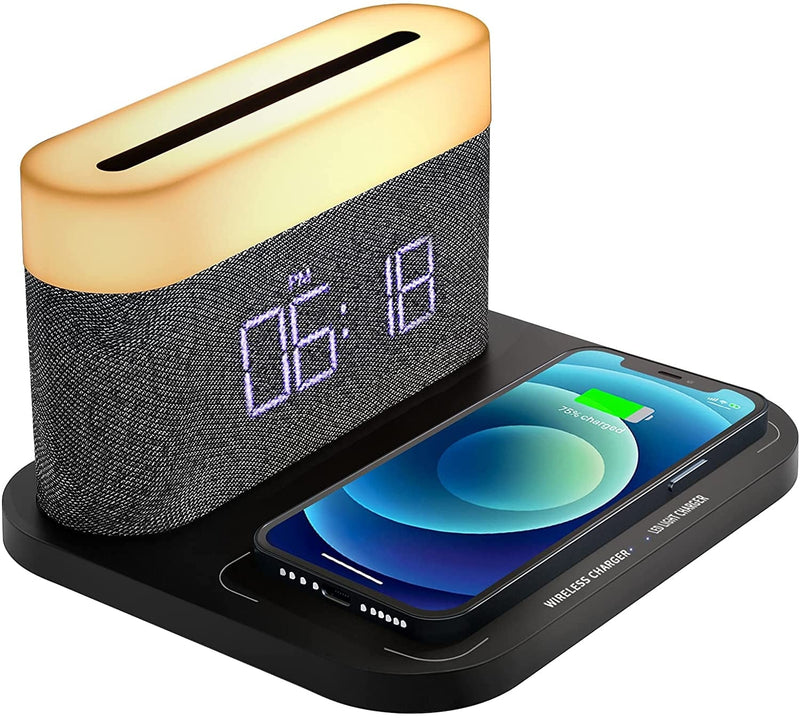 Wireless Charging Phone Lamp Digital Clock - Wireless Charger, Alarm Clock and LED Lamp