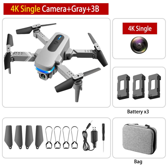 Mini RC Drone 4K HD Dual Camera Dron 1080P WiFi Fpv Foldable Quadcopter Real-Time Transmission Helicopter Toy Children Kid Gift