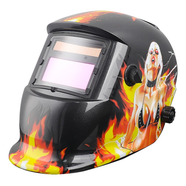 Auto Darkening Welding Helmet Skull Drawing Shield Solar Powered For Mig Mag Tig Elctrode Mask Protecte