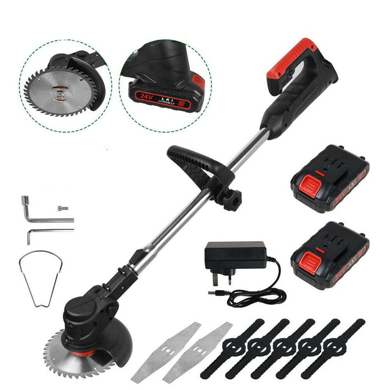 Electric Weed Lawn Eater Edger Grass String Trimmer Cutter 2 Battery 1 Charger