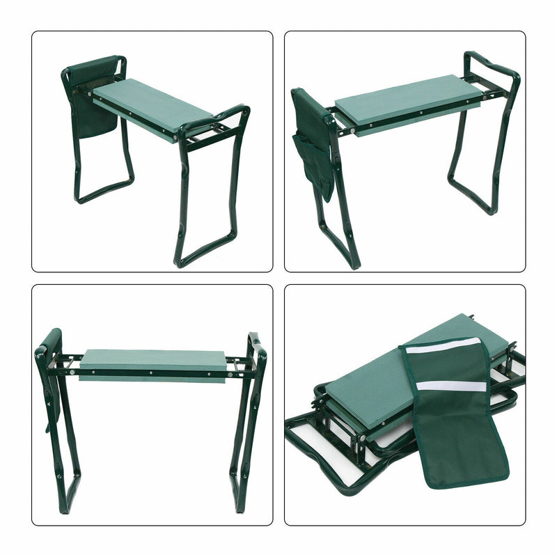 Multifunctional Garden Kneeler & Seat With Pocket, Foldable heavy duty Farm kneeler Chair with Pouch made in USA