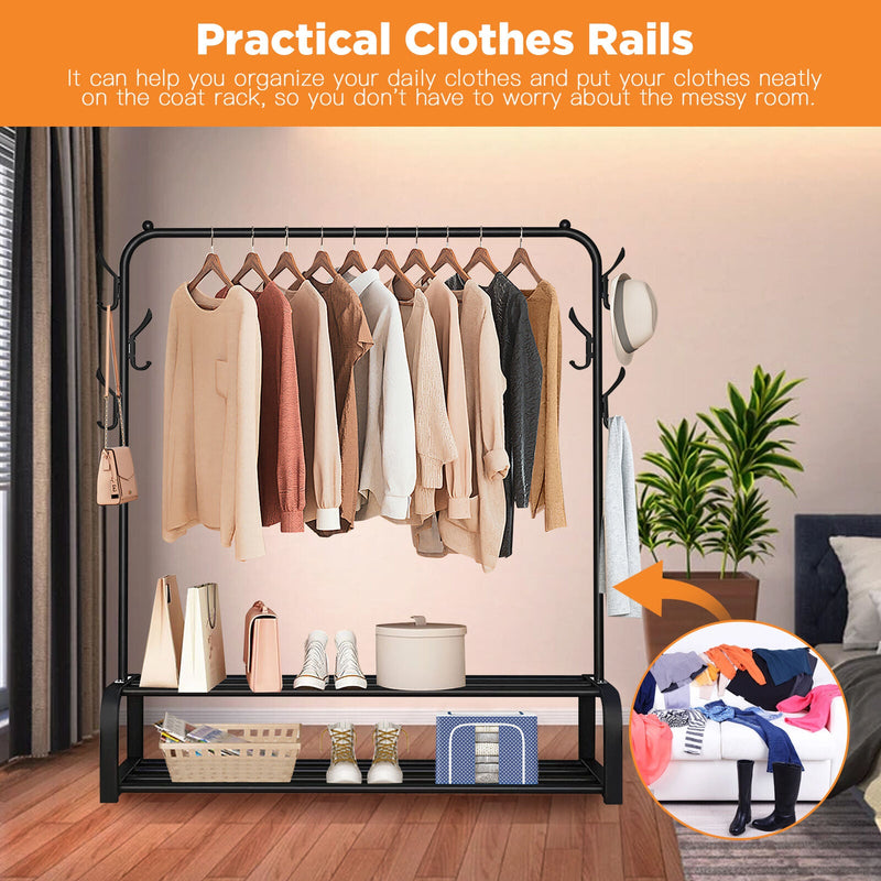 Rack Organizer Clothes Hanger Rail Double Deck Shelves