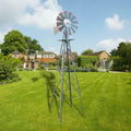 Garden Windmill 8FT Yard Metal Ornamental Wind Mill Weather Resistant Decoration