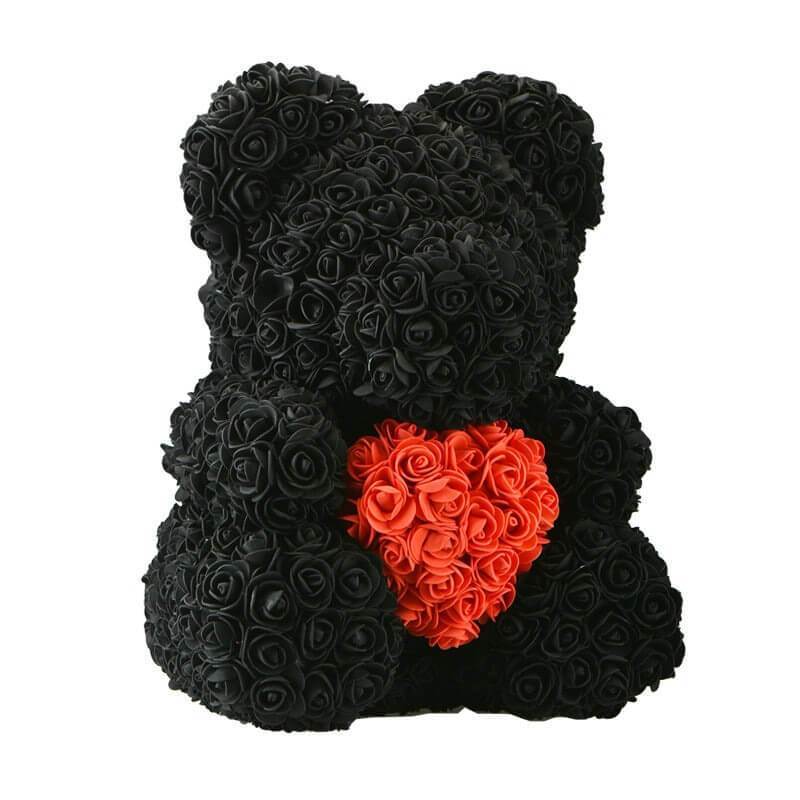 YourWorldShop 40cm (15") Black/Red Luxury Rose Bears 25321622-40cm-bear-1
