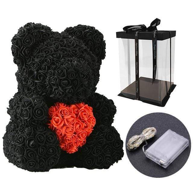 YourWorldShop 40cm (15") Black/Red with led box Luxury Rose Bears 25321622-40cm-with-led-box-5