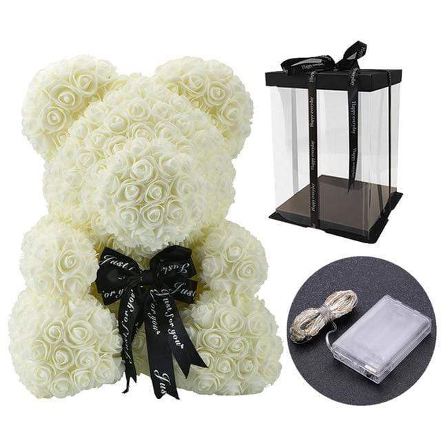 YourWorldShop 40cm (15") Cream led box Luxury Rose Bears 25321622-40cm-cream-led-box
